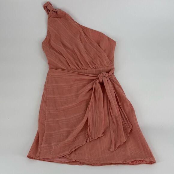 Here Comes the Sun One Shoulder Asymmetrical Mini Dress Dusty Rose | XS - Picture 1 of 8
